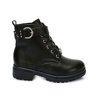 Botín Derby Casual YADIRA-2533 Negro Rabbit Cuero